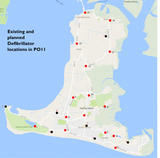 Hayling Island Defibrillator Locations