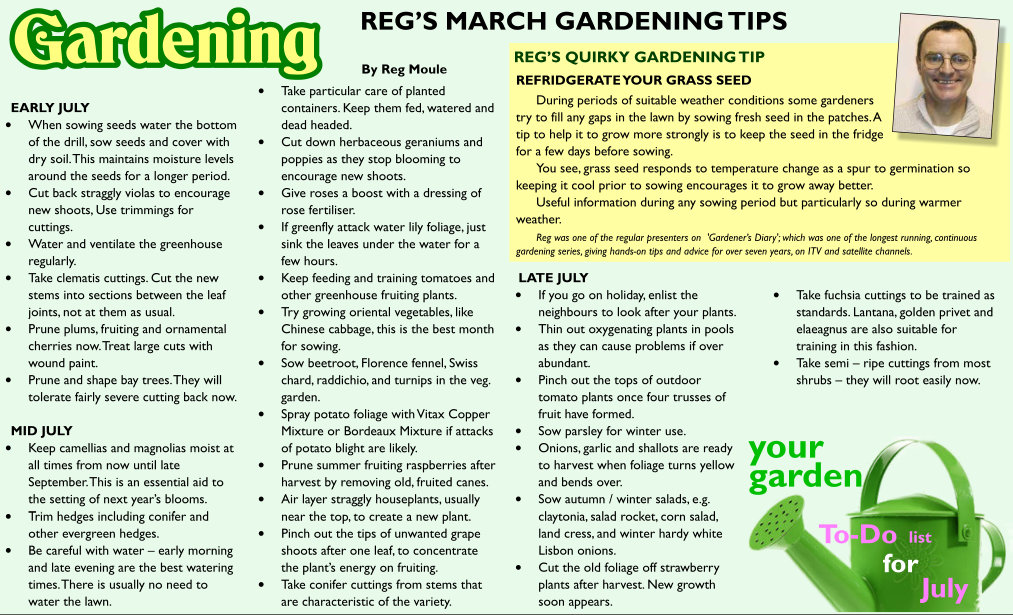 REG'S MARCH GARDENING TIPS