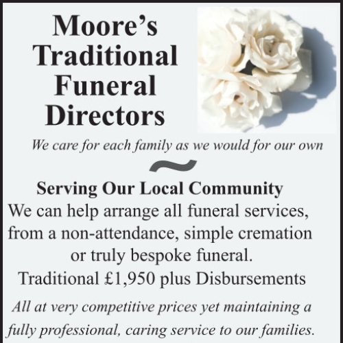Moore's Traditional Funeral Directors October 2022 advert